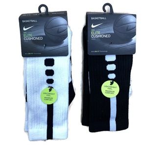 Nike Elite Socks 2 Pairs Black White NWT